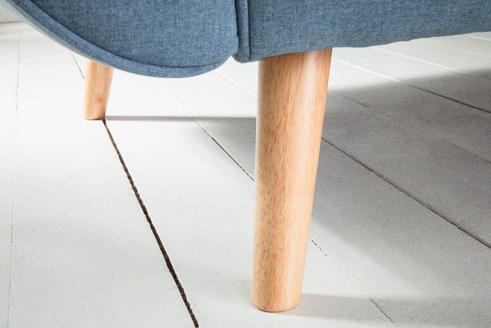 Design Schlafsofa DIVANI 220cm hellblau Strukturstoff Scandinavian 3-Sitzer mit Bettfunktion