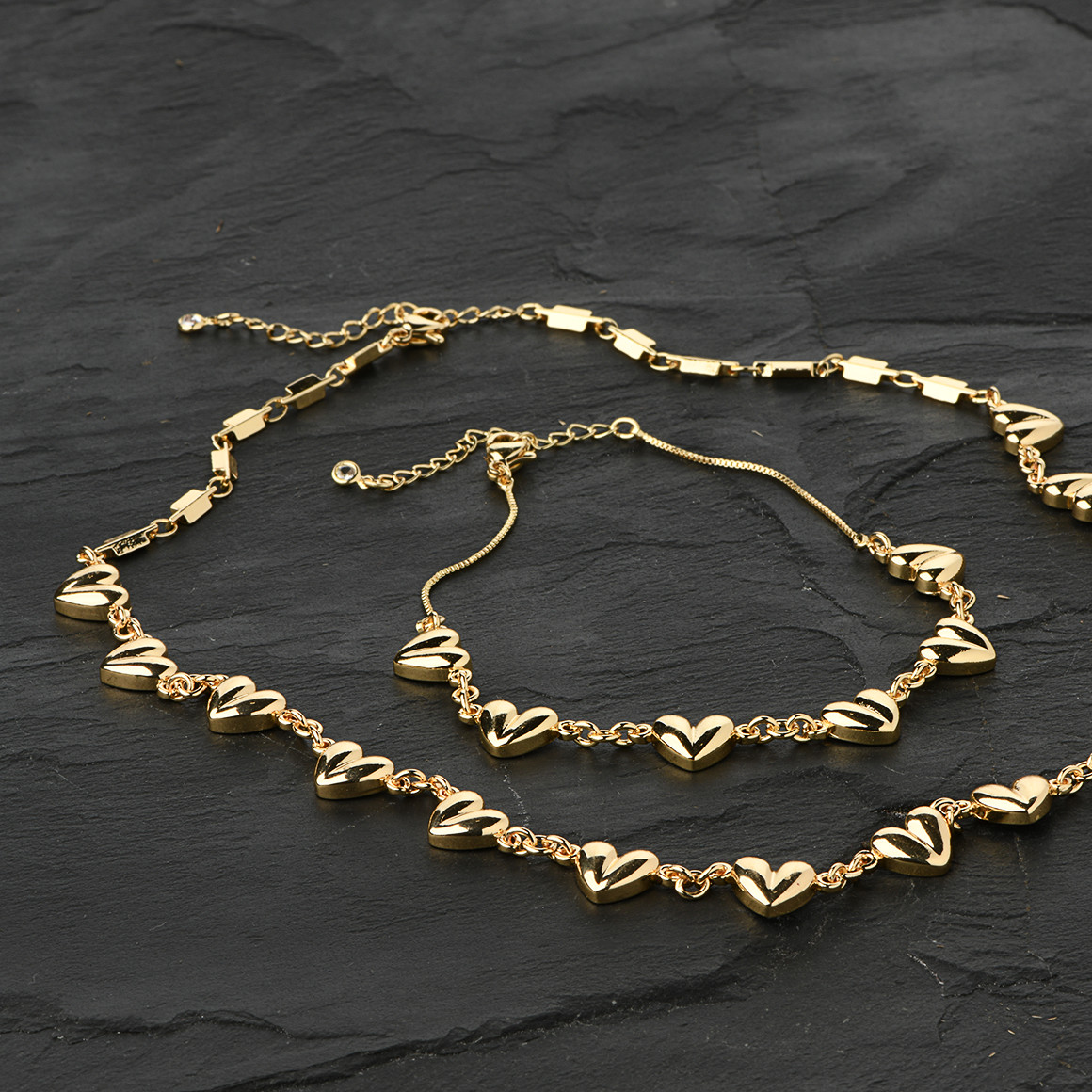 Gina Benotti Damen Kette und Anhänger mit Herzen gold
