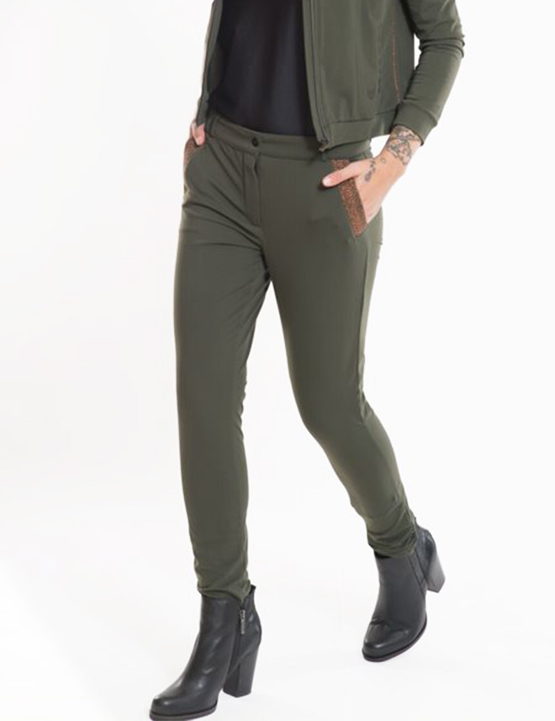 HBT BASICS - CHRISTINA PANTALON CITY SLIM KAKI/CUIVRE