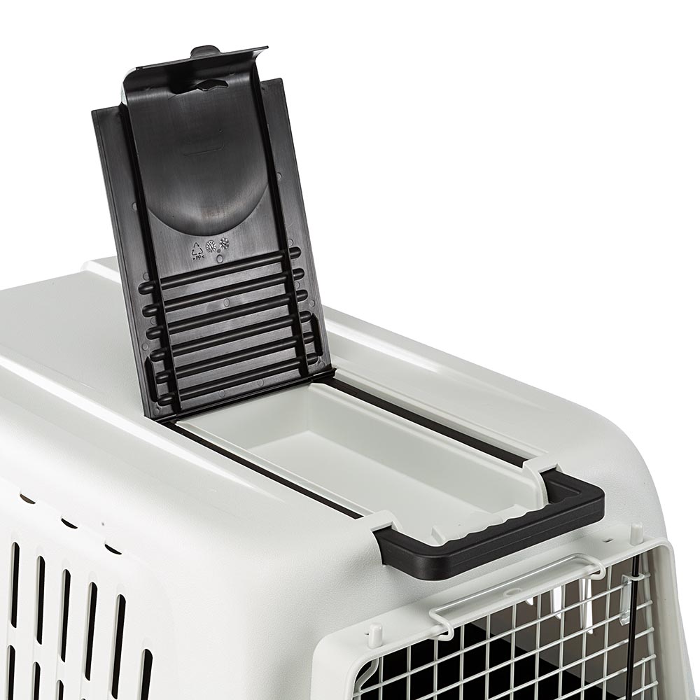Panier de transport pour grands chiens atlas 60, écuelle et accessoires inclus, verrouillage de sécurité, grilles de ventilation