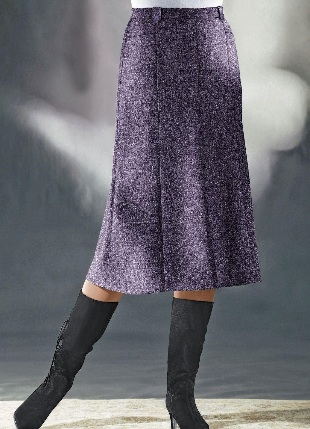 Bahnenrock in Tweed mit Boucle-Effektgarn