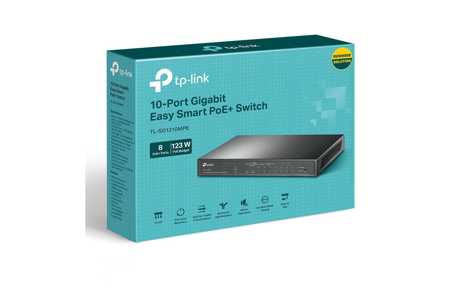 PoE+ Switch TL-SG1210MPE 10 Port10-Port Gigabit Easy Smart Switch mit 8-Port PoE+