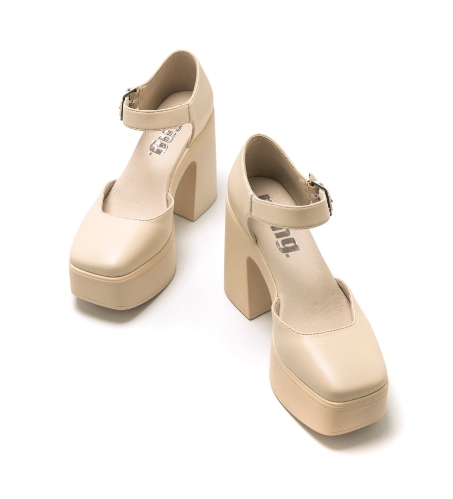 Sapatos Mustang Iron Bege - Altura do Salto 8cm -