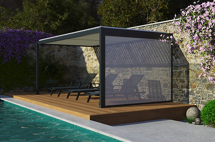 Store latéral pour pergola Cameo murale gris sablé l. 2,88m