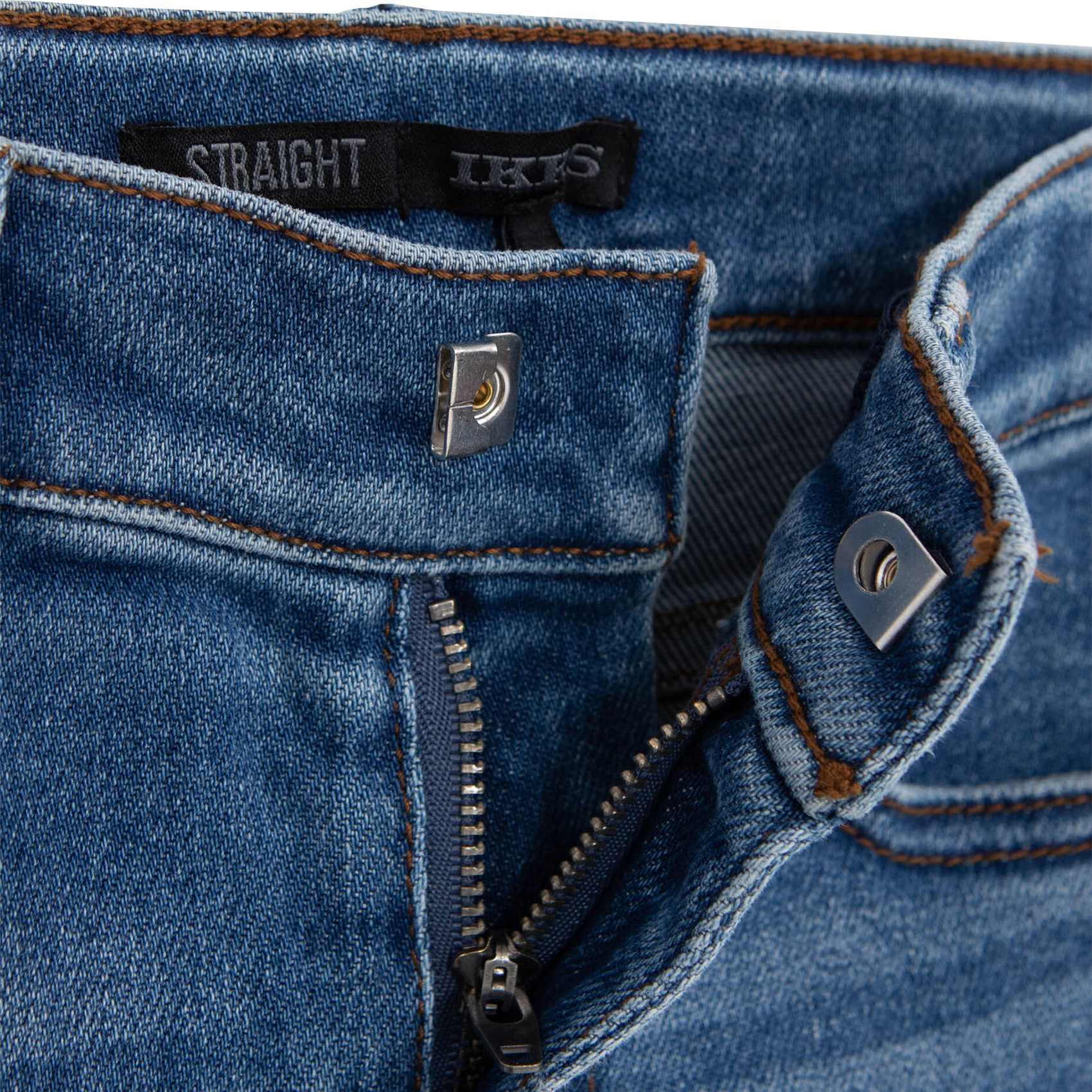 Jean droit délavé en coton mélangé | Bleu