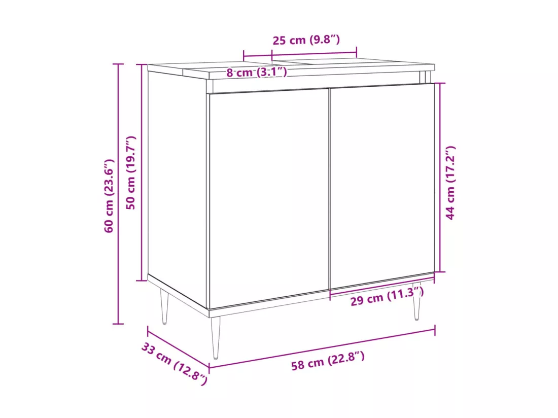 Armoire de bain chêne sonoma 58x33x60 cm bois d'ingénierie