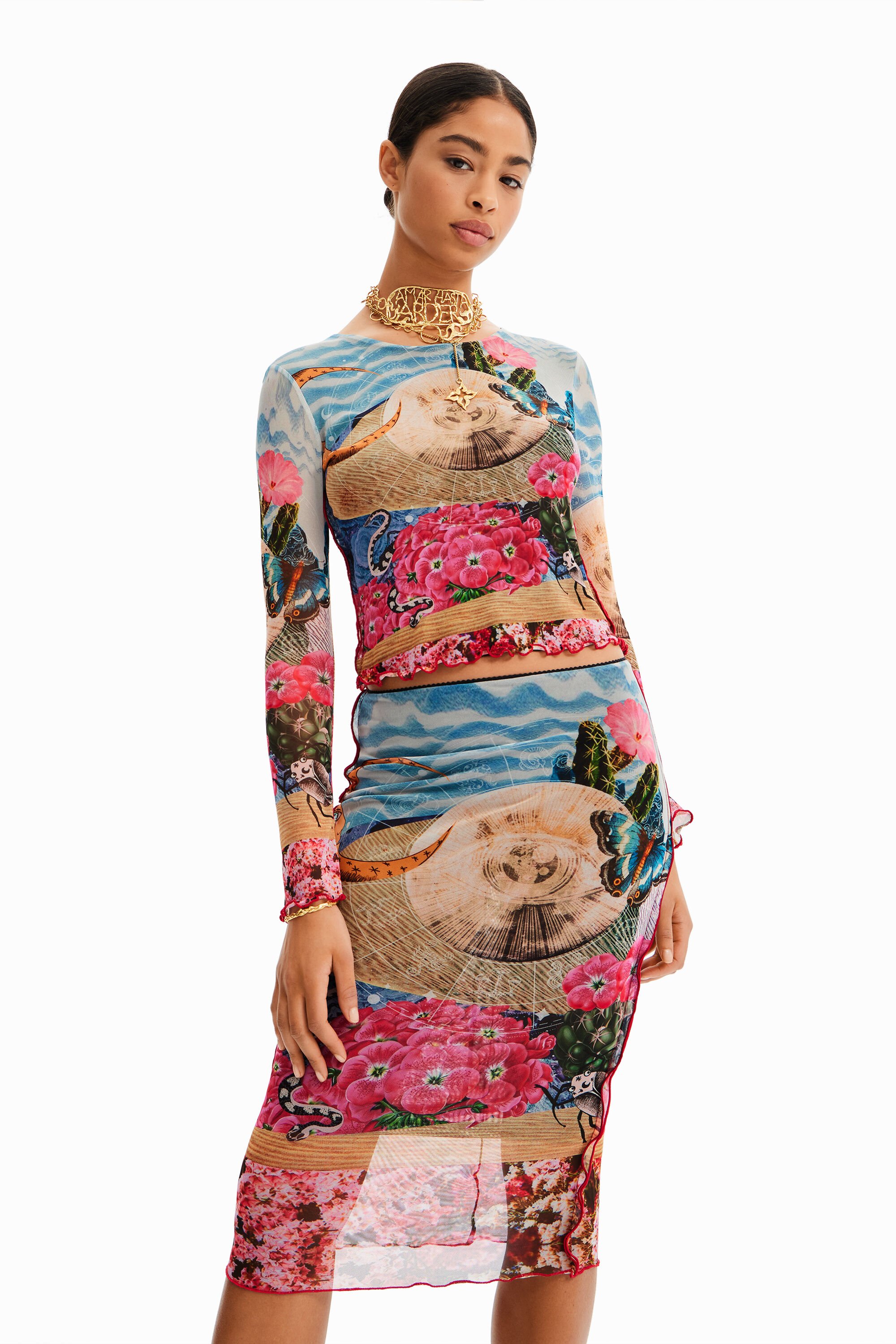 Jupe midi slim tulle