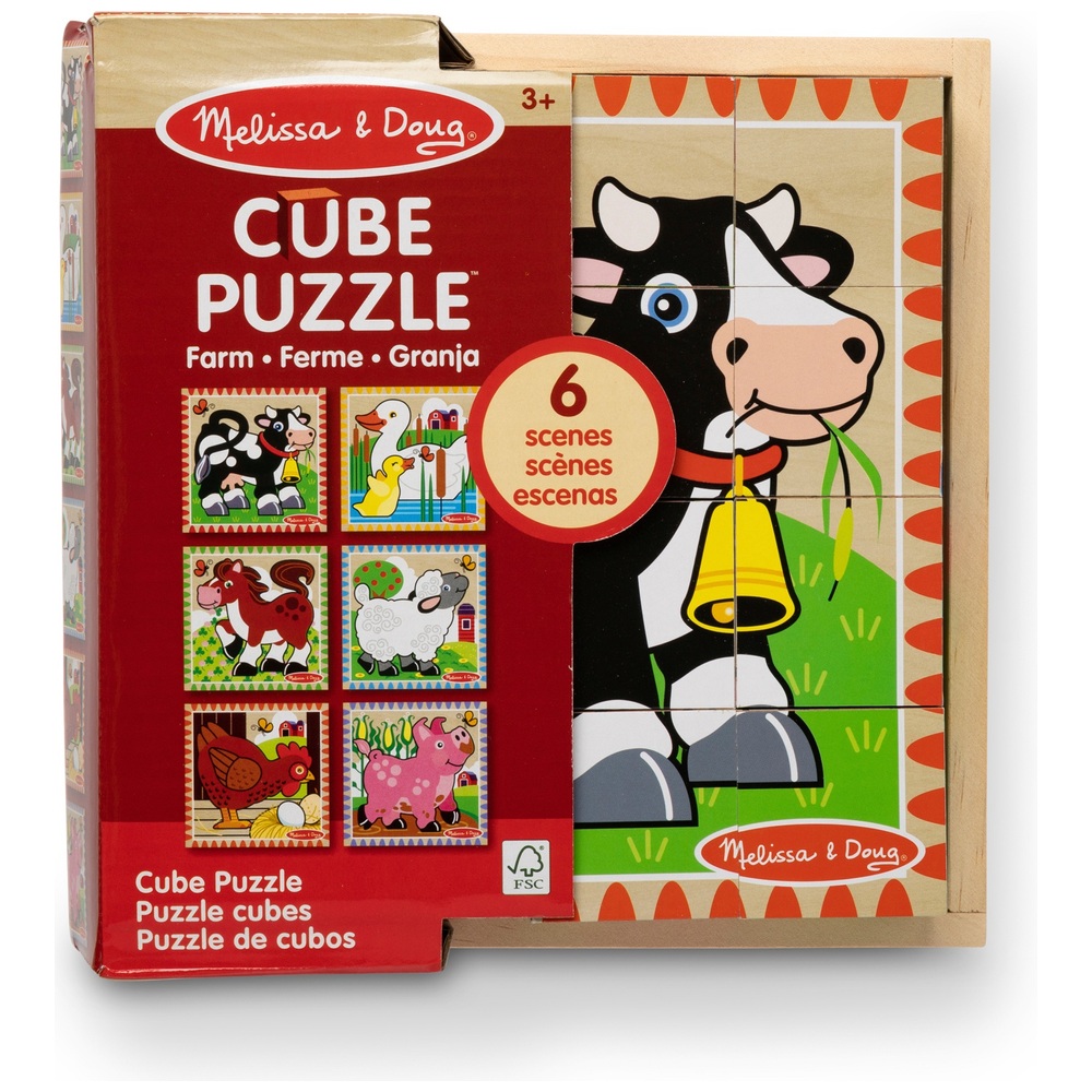 Melissa & Doug 6-in-1 Bauernhof-Würfelpuzzle