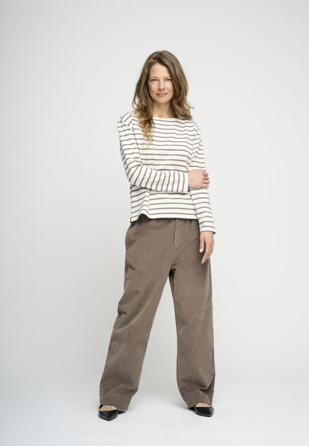 Moshi Moshi Mind blessed sweatshirt stripe Ecru / dark taupe