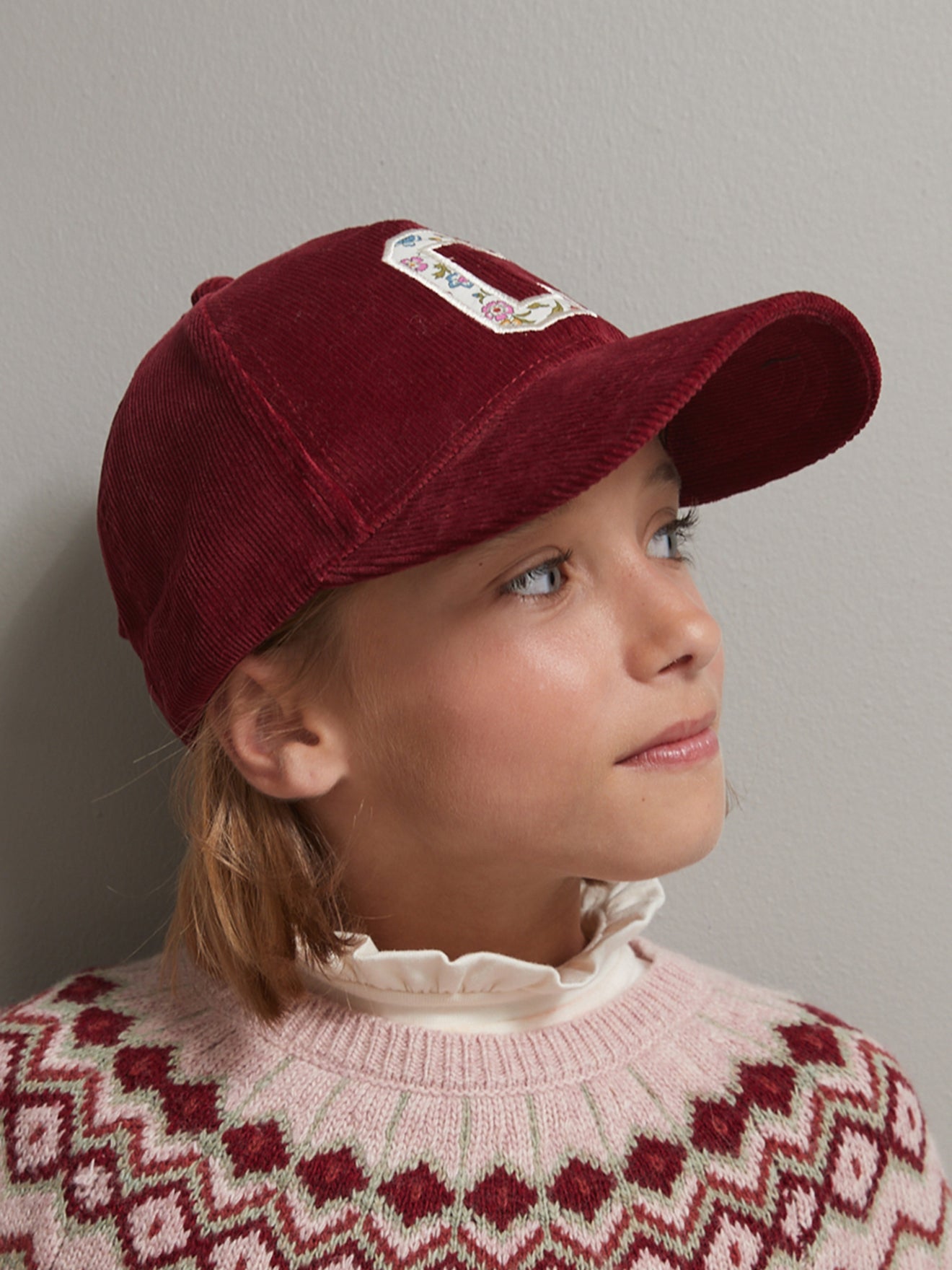 Casquette Fille lettrage en tissu Liberty