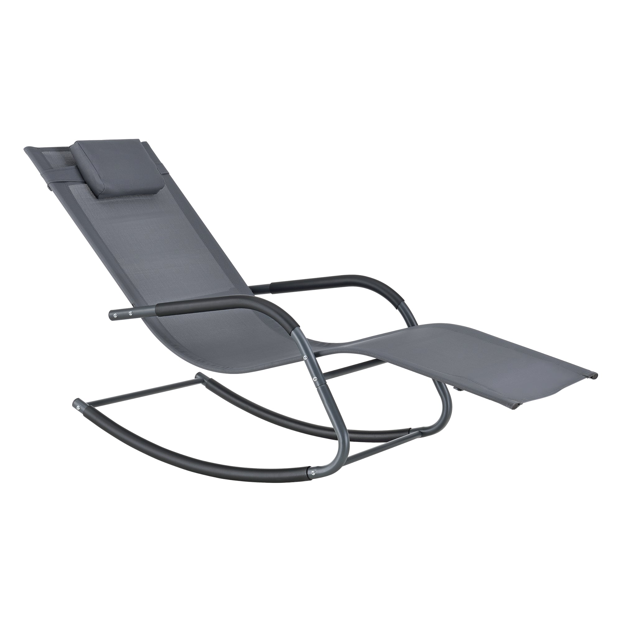 Bain de soleil à bascule acier textile 147 x 63 x 89 cm gris foncé