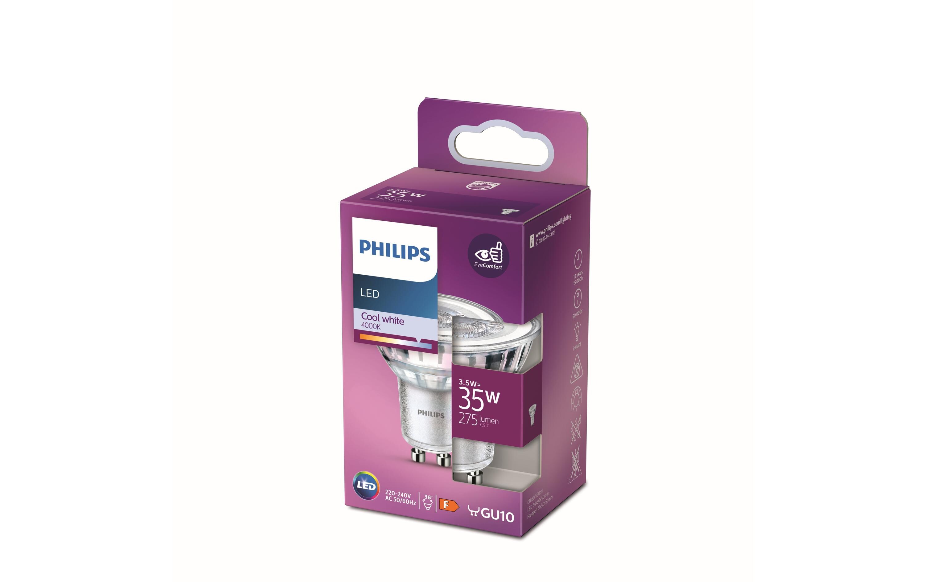 Lampe LEDcla 35W GU10 CW ND 230 V 36D NeutralweissLeuchtmittel MR16 mit klarem Glas
