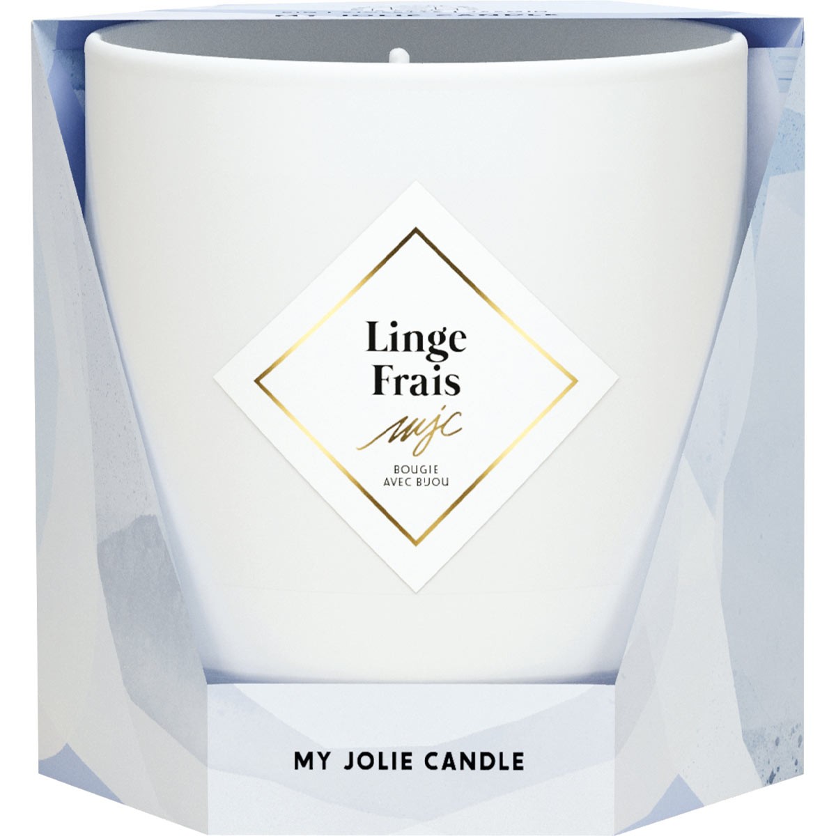 Bougie parfumée - Linge frais - Collier acier inoxydable doré & noir - 200 g