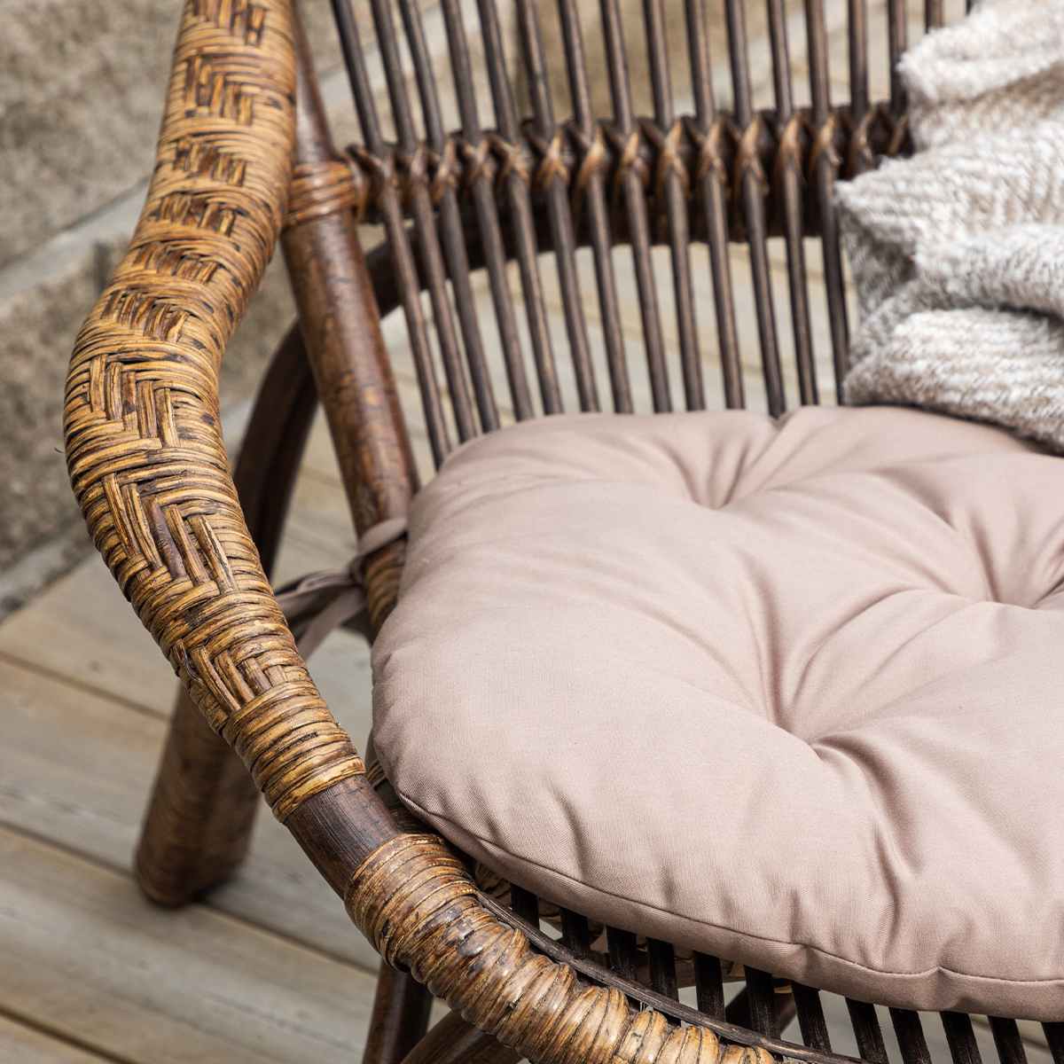 Tuin fauteuil Aida - met voetenbankje en zitkussen Donkerbruin
