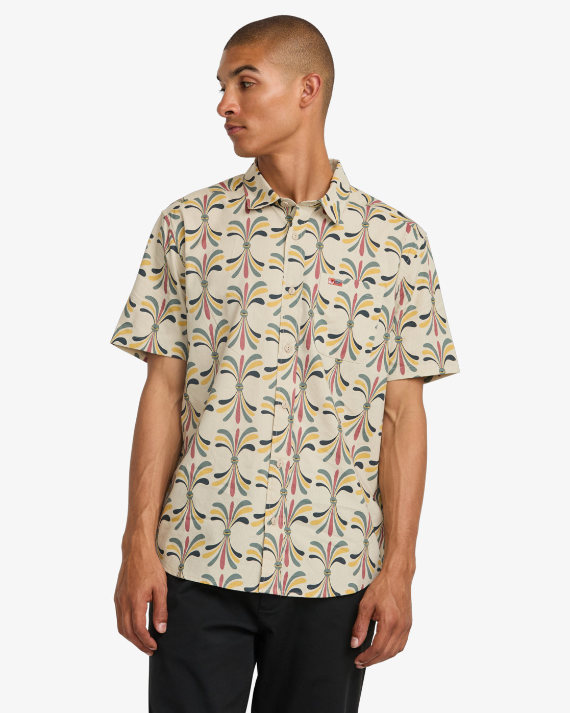 Rvca LA Eye Floral Woven SS Light Khaki