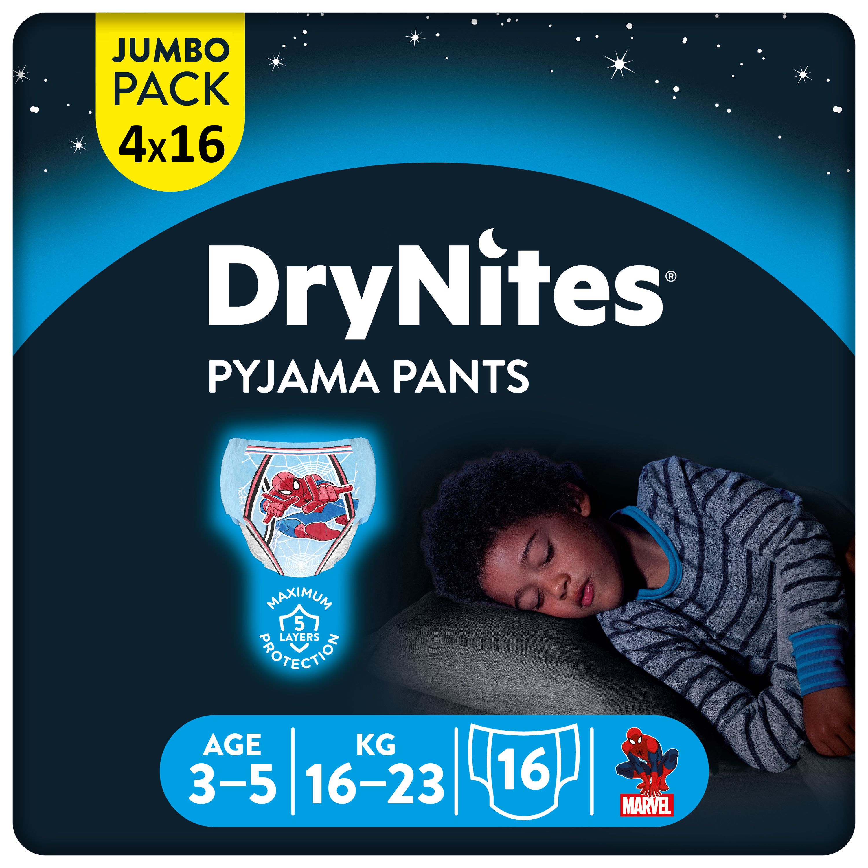Huggies DryNites Windeln für Jungen 3-5 Jahre (16-23kg) Jumbo Monatspack
