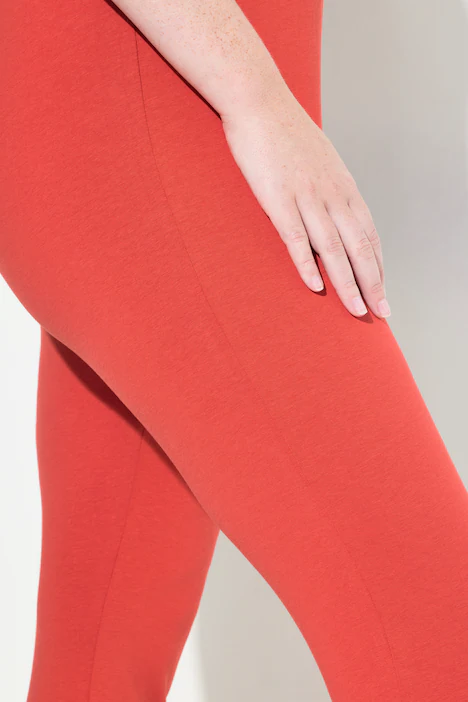 7/8-Leggings, Saumspitze, Biobaumwolle, ziegelrot