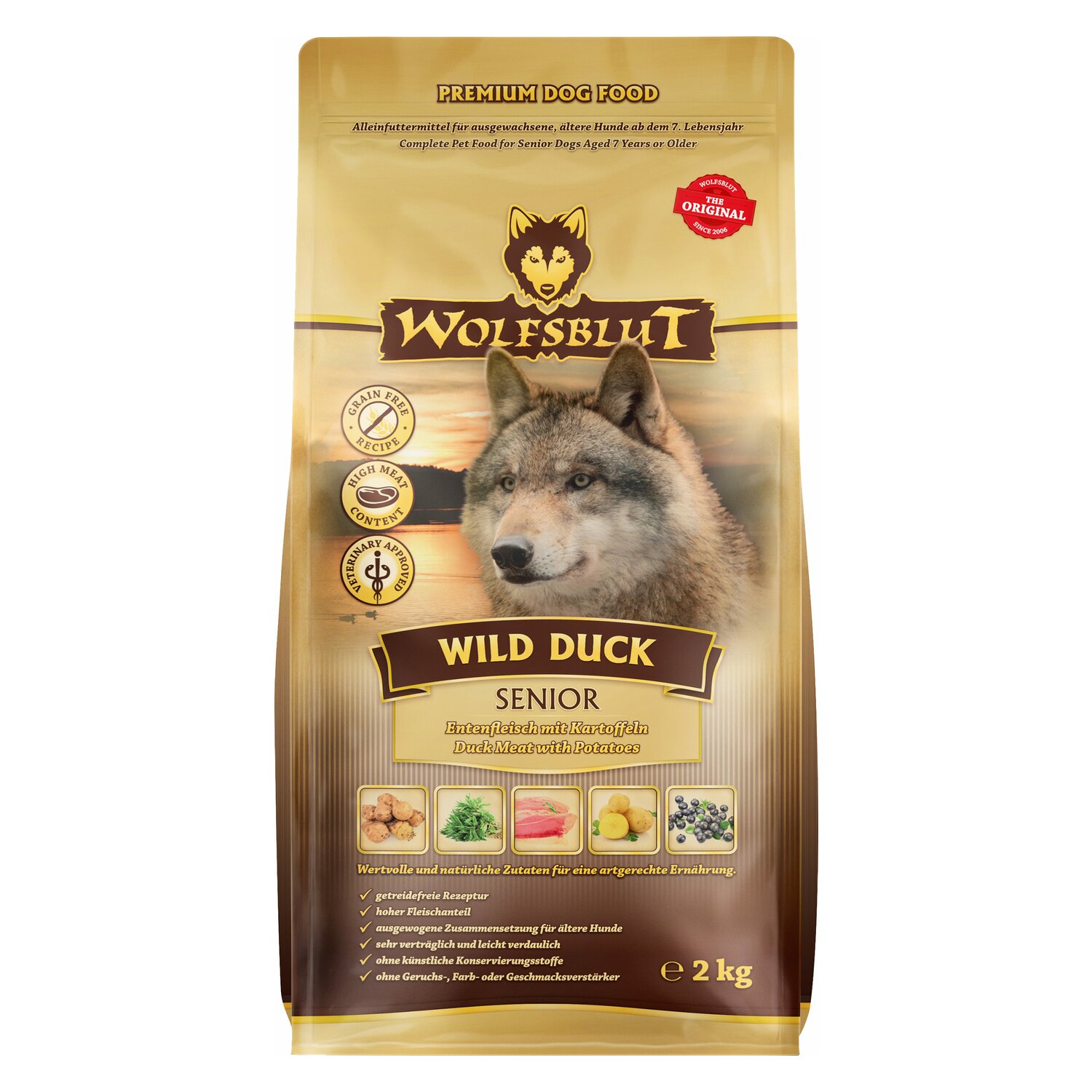 WOLFSBLUT Trockenfutter Senior Wild Duck - 2kg - Ente