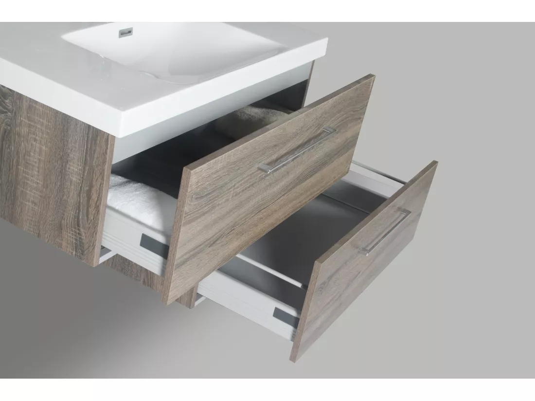 Meuble double vasque 120 cm chêne calirfornien gris Aquasun