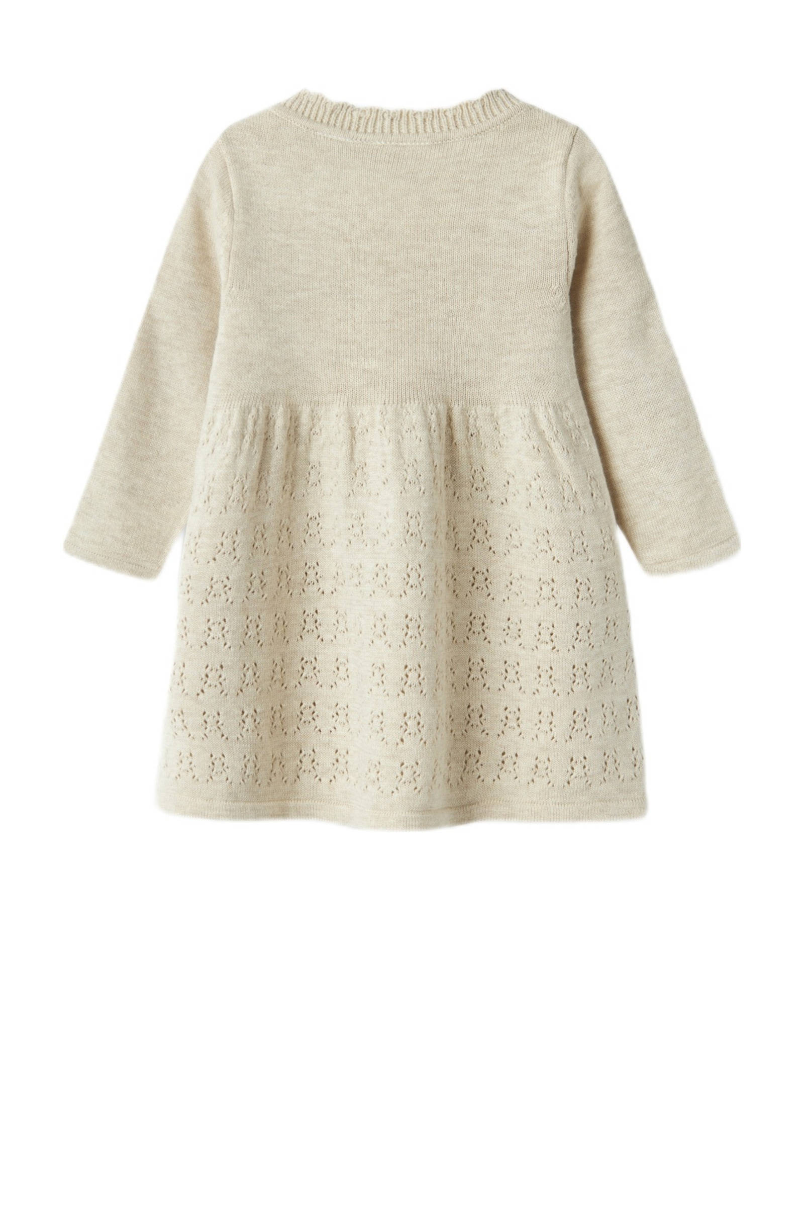 NAME IT baby fijngebreide A-lijn jurk NBFOSILLA beige