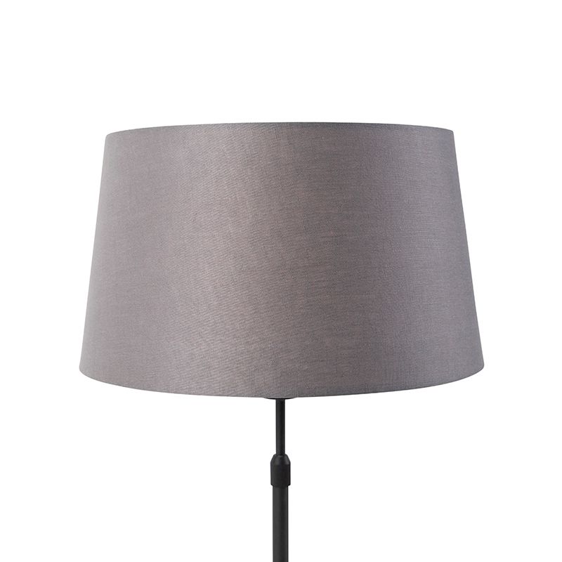 Tafellamp zwart met linnen kap grijs 35 cm verstelbaar - Parte