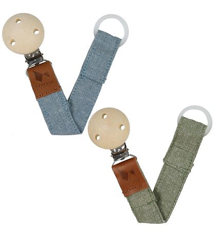 Fabelab Schnullerketten - 2er-Pack - Olive Chambray/Blue Spruce