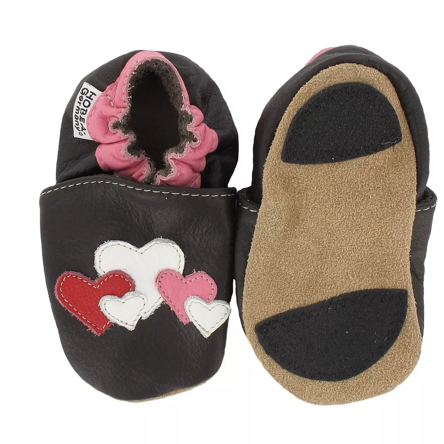 HOBEA-Germany Lauflernschuhe Herzen dunkelbraun