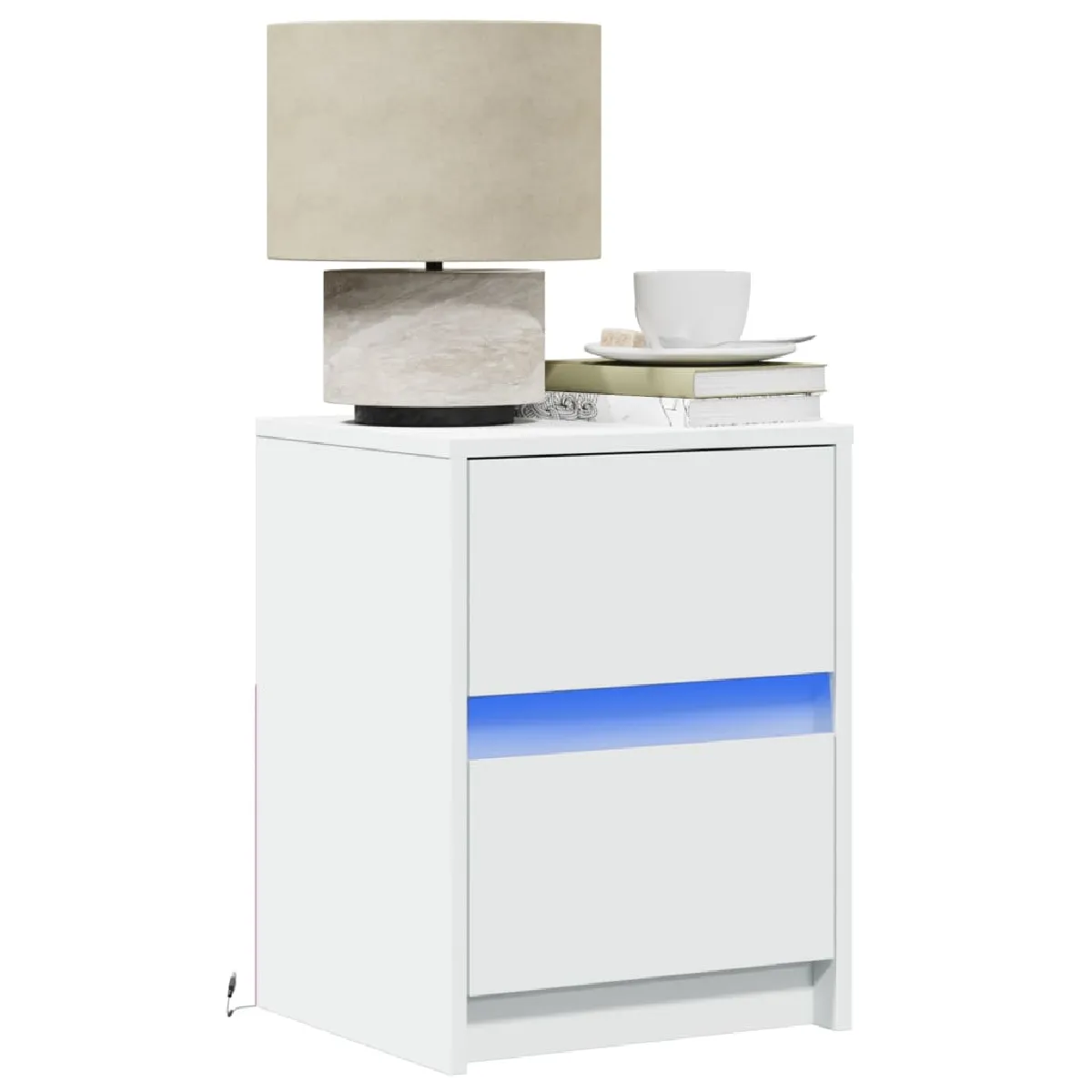 vidaXL Armoires de chevet LED 2pcs - Blanc
