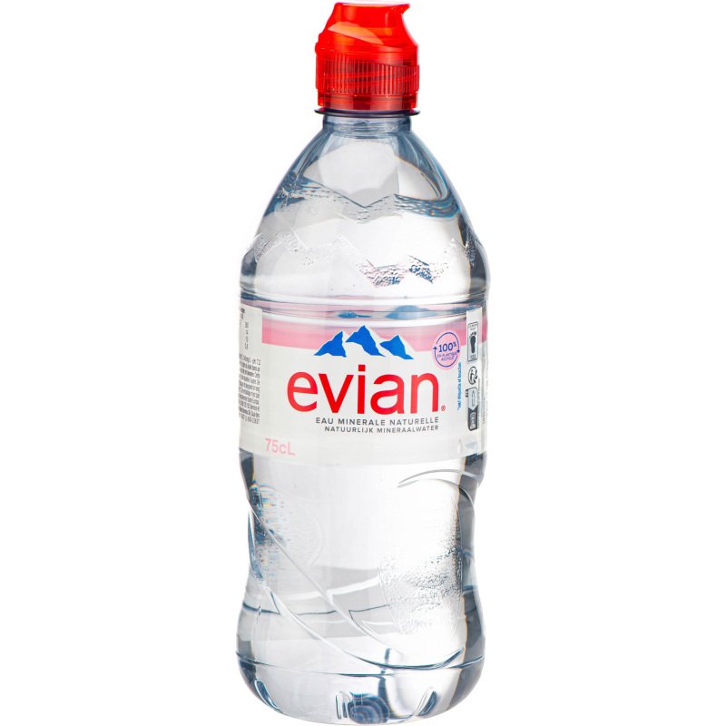 Eau minérale Evian 75 cl bouchon sport - 12 bouteilles