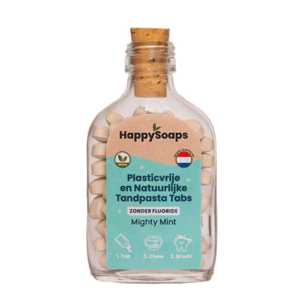 HappySoaps Tandpasta Tabs zonder Fluoride Mighty Mint 130 gr
