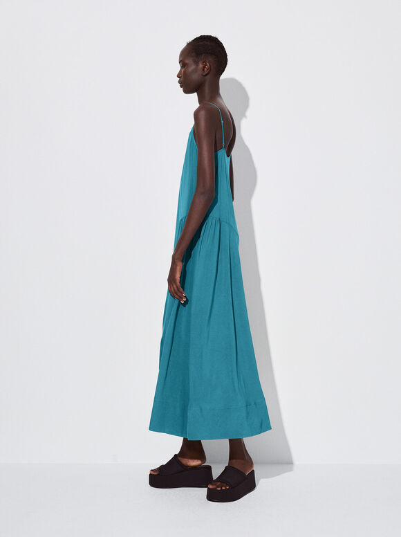 Vestido midi azul com alças