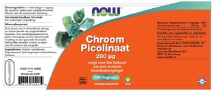 NOW Chromium Picolinaat 200mcg Capsules 100ST