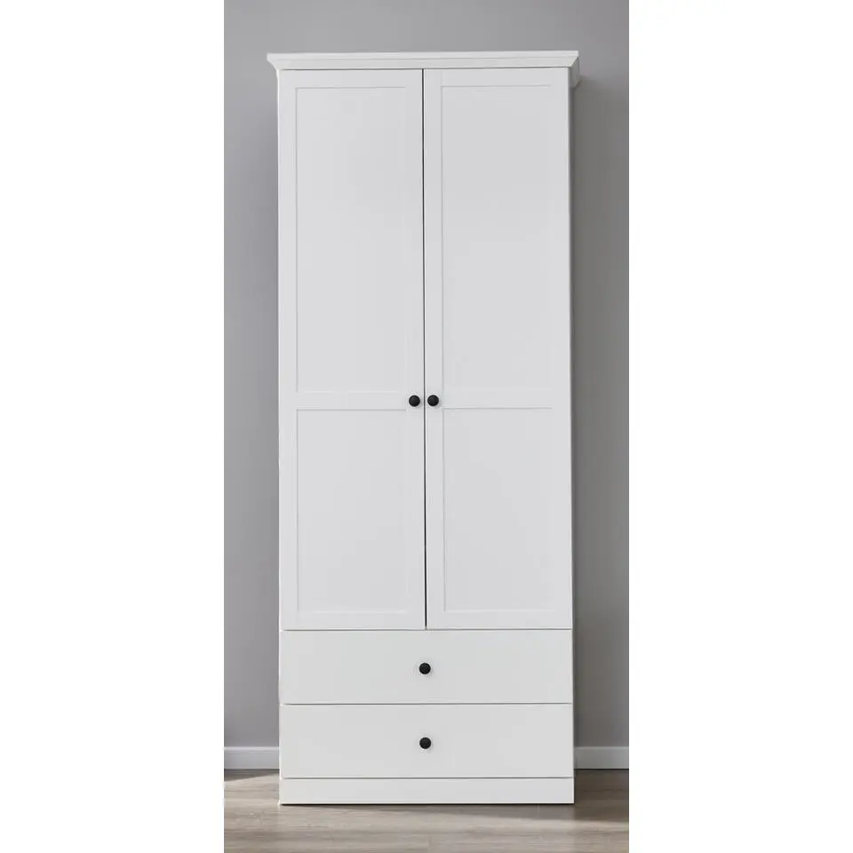 Hioshop BrandsonBaxter kledingkast 2 deuren- 2 laden- 5 legplanken wit