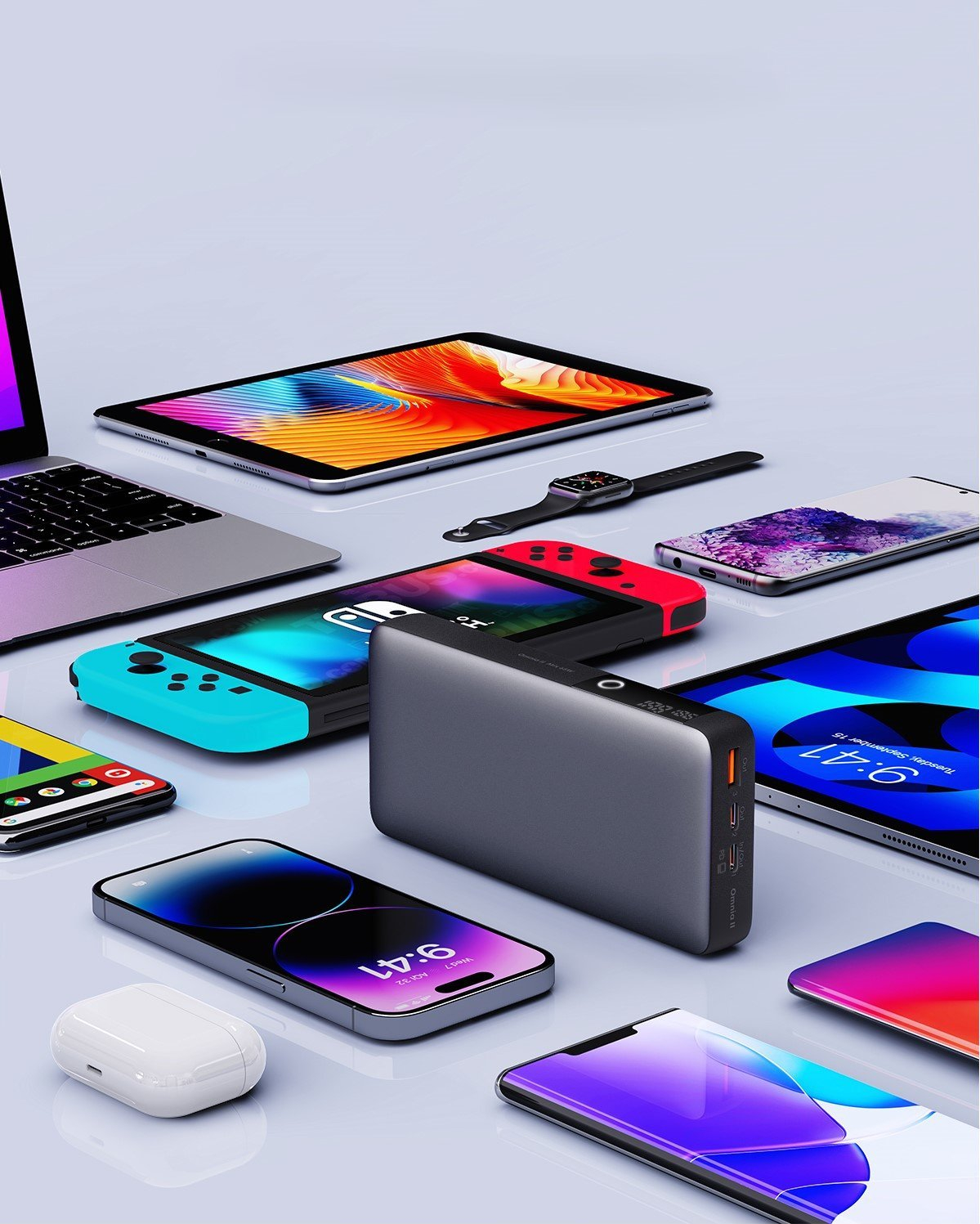 (130W) SprintX 20000mAh USB A / Dual USB C Powerbank Power Delivery Ladegerät mit LED Anzeige (PB-Y43P) - Schwarz