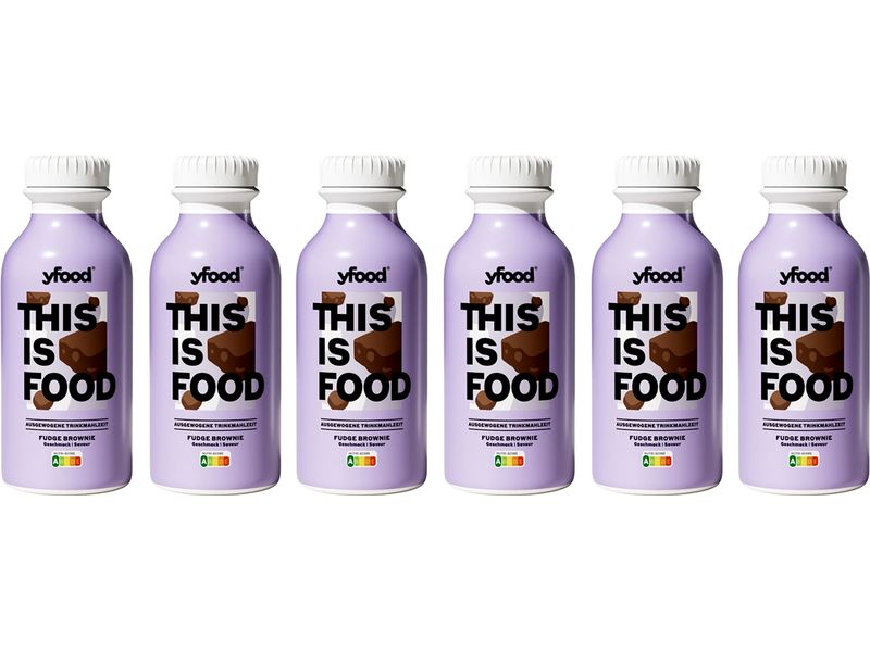 YFOOD Trinkmahlzeit Fudge Brownie 6 x 500 ml Trinkmahlzeit mit Proteinen, Vitaminen und Mineralstoffen