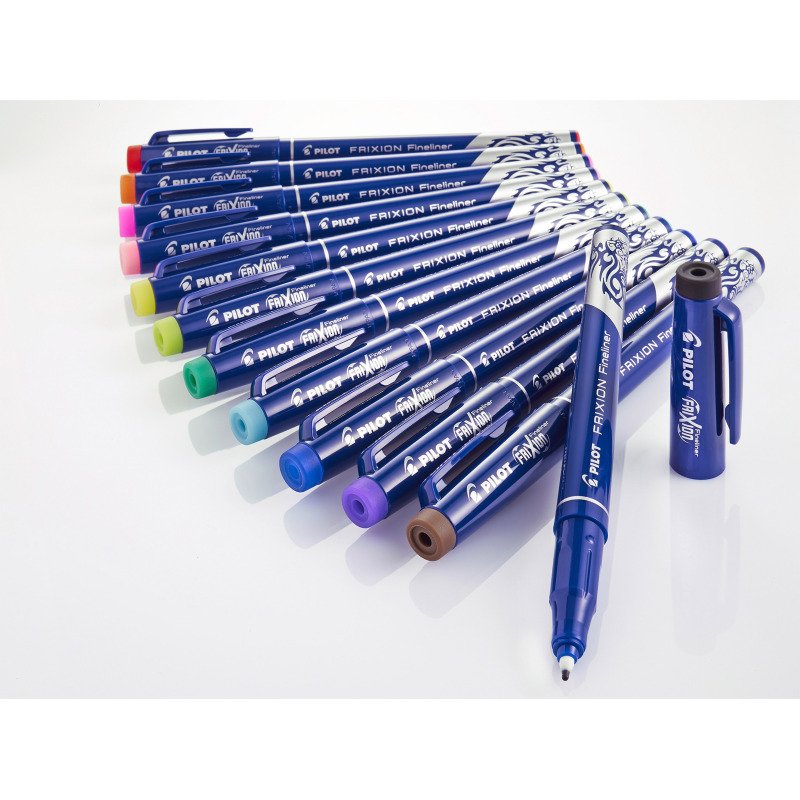 Stylo feutre Pilot Frixion Fineliner pointe 1,3 mm - écriture fine - Etuis de 4 couleurs classiques assorties