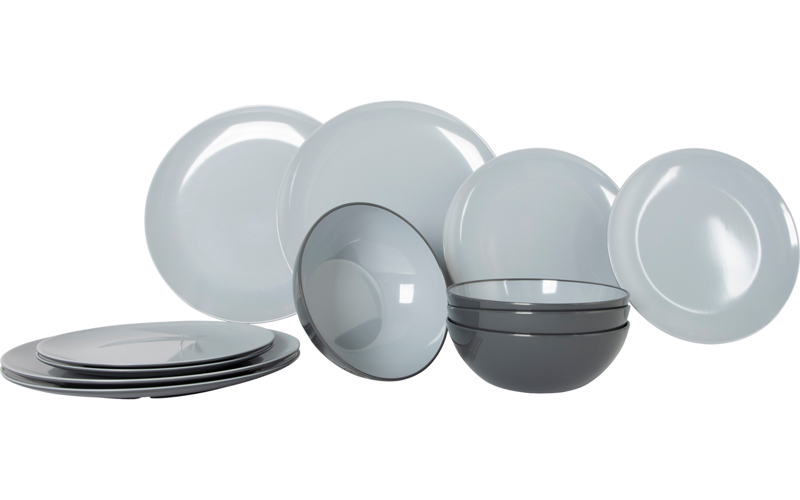 Gimex Vivid Line Geschirr grau 12 teilig