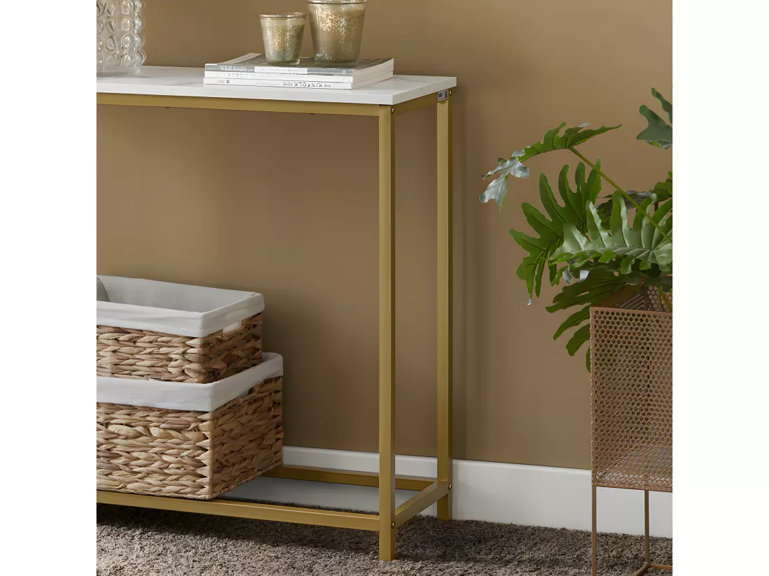 Table Console Table d'Appoint Bout de Canapé Table d’Entrée Effet Marbre Cadre, FSB29-G