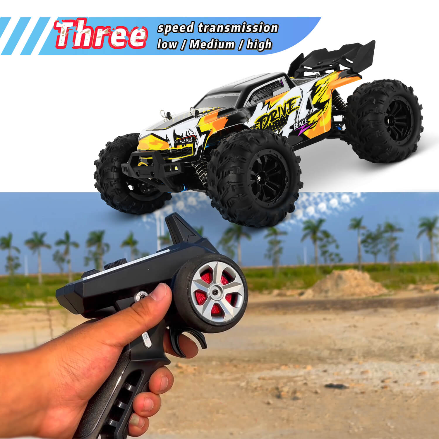 Blij´r DRIVE ferngesteuertes RC Auto 70 km/h, 2 Chassis, 1:16, 2 Akkus, Allrad, 120m