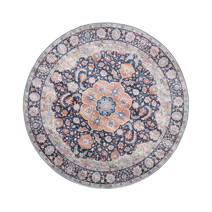 Rond vintage vloerkleed - Imagine Medaillon Blauw | Rijk