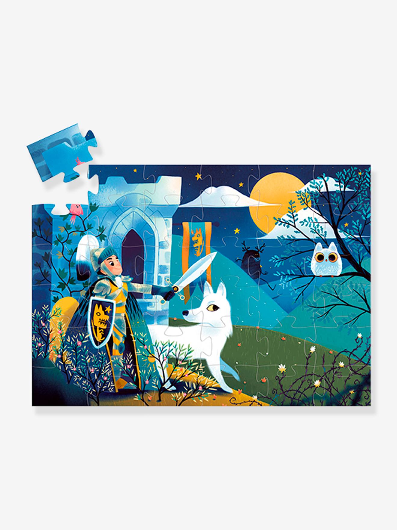 Quebra-cabeça Cavaleiro da Lua Cheia, 36 peças, DJECO, azul