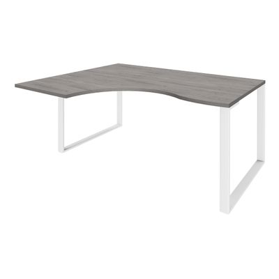 Bureau compact LOFTER - L160 cm - Retour à gauche - Plateau imitation chêne gris - pied Blanc - (pied de renfort obligatoire à rajouter - non inclus)