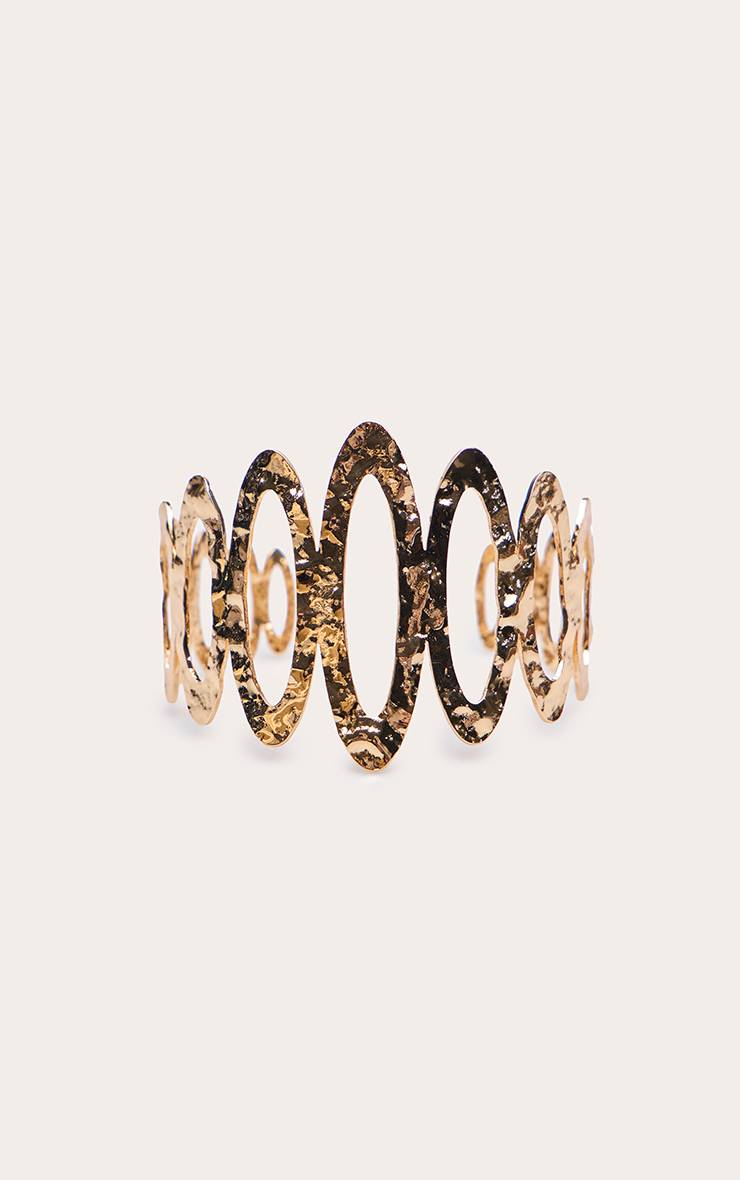 Doré Bracelet Manchette À Maillons Ovales Effet Fondu