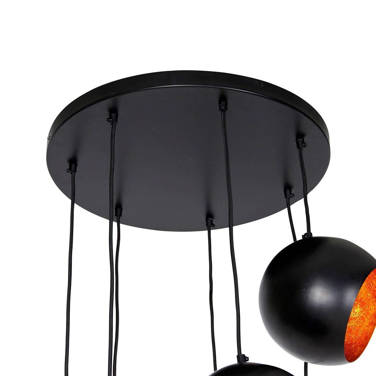 Hanglamp zwart met gouden binnenkant 7-lichts - Crooked Cluster
