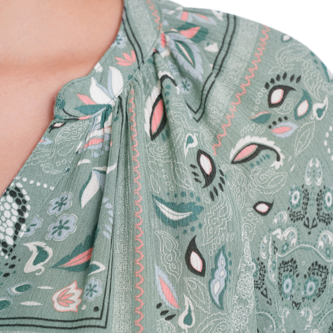 Gina Damen Bluse aus Viskose oliv / bunt