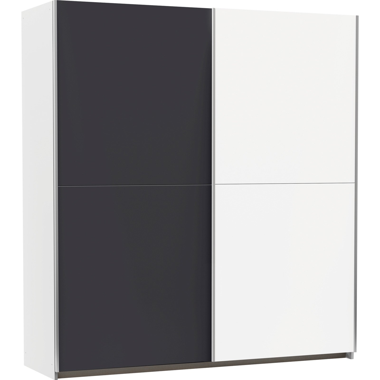 Schwebetürenschrank Saturn Dekor 175 x 191 x 59 cm weiss / grau