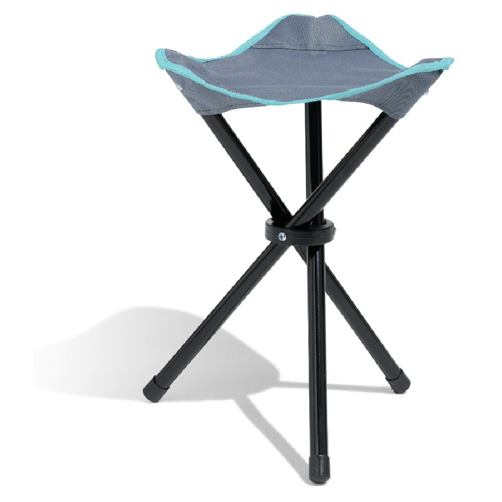 Tabouret de camping pliant gris et bleu