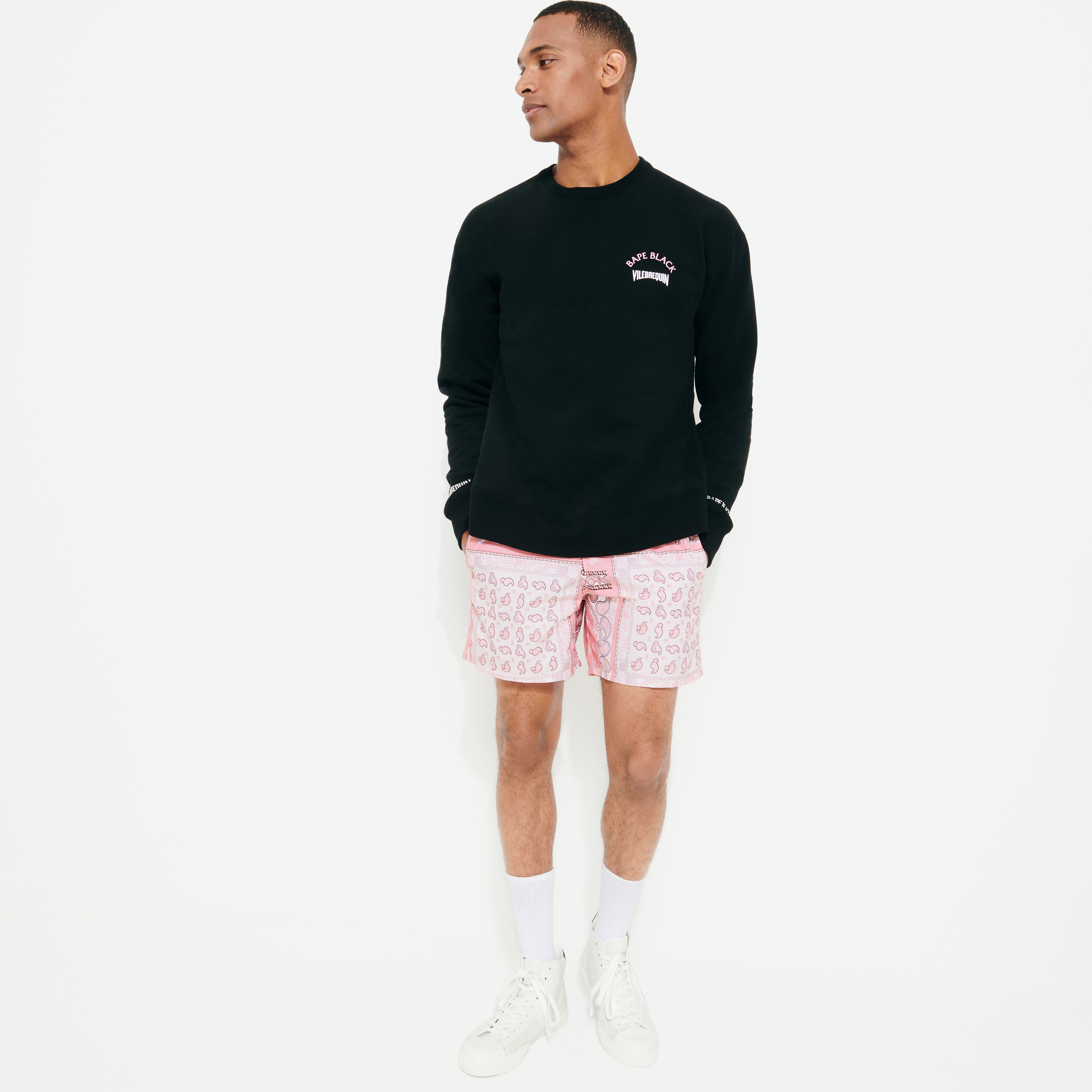 Sweatshirt homme en coton imprimé Turtles - Vilebrequin x BAPE® BLACK | Site Vilebrequin | SWPZ2S90