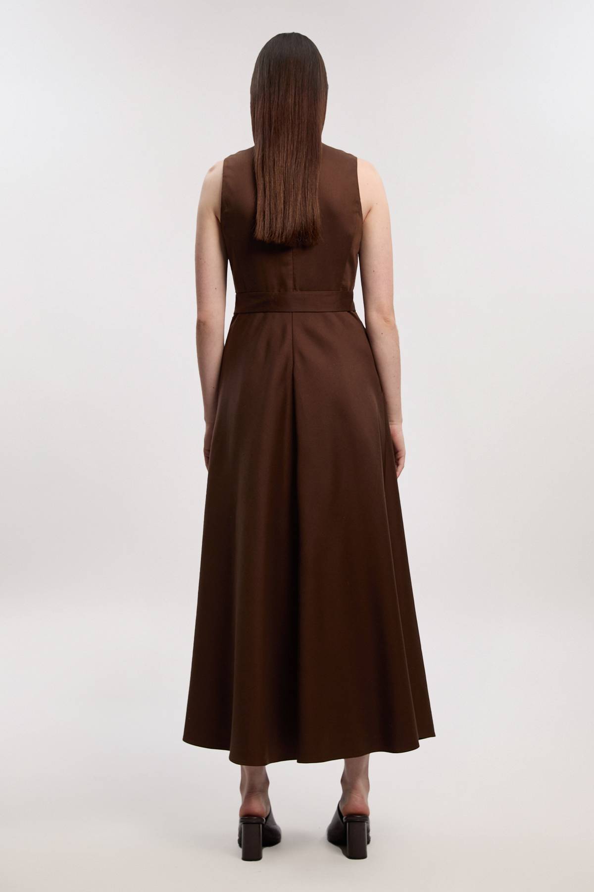 KarenMillen Robe Maxi en Lin Ajustée à Nouer à la Taille Style Portefeuille