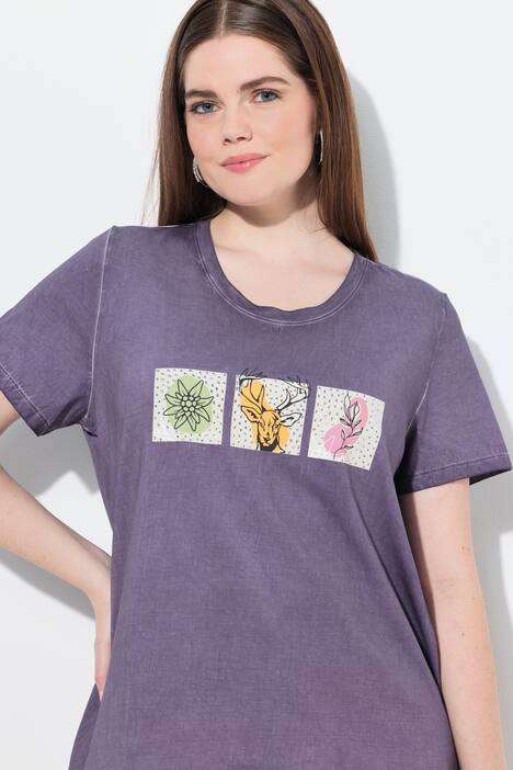 T-Shirt, Trachtenstil, Classic, Rundhals, Halbarm, lila
